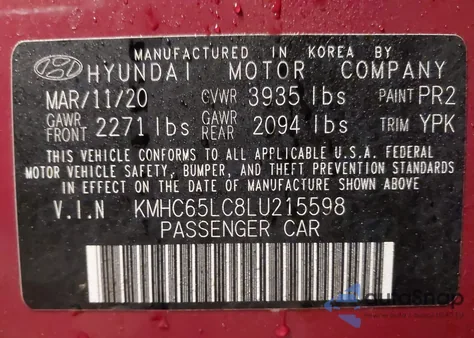 2020 Hyundai Ioniq Hybrid Blue from USA, damaged, VIN KMHC65LC8LU215598